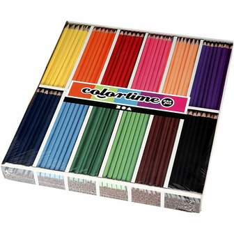 Kleurpotloden - Diverse Kleuren - 3 Mm Vulling - 12x12 Stuks - 1 Doos - L: 17,45 Cm