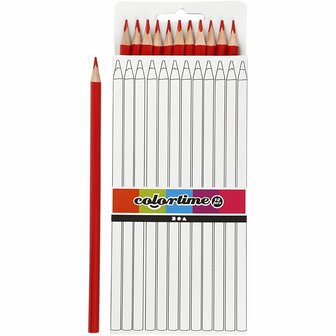 Kleurpotloden - Rood - Tekenpotloden - Rood Kleurpotlood - Hobby Tekenmaterialen - DIY Kleurset - L 17 cm - Vulling 3 mm - 12 Stuk