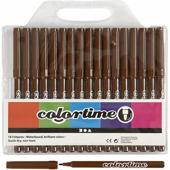 Stiften Bruin - Bruine Viltstiften - Kleurstiften - Tekenstiften - Stiften - Waterbasis - Zeer Intense Kleuren - Lijndikte 2mm - 18 stuks