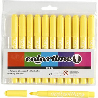 Stiften Geel - Gele Viltstiften - Kleurstiften - Tekenstiften - Stiften Met Dikke Punt - Waterbasis - Zeer Intense Kleuren - Lijndikte 5mm - 12 stuks