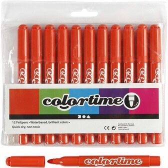 Stiften Oranje - Donkeroranje Viltstiften - Kleurstiften - Tekenstiften - Stiften Met Dikke Punt - Waterbasis - Zeer Intense Kleuren - Lijndikte 5mm - 12 stuks