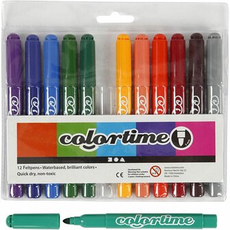 Stiften Verschillende Kleuren - Kleurset Viltstiften - Kleurstiften - Tekenstiften - Stiften Met Dikke Punt - Waterbasis - Lijndikte 5mm - 12 stuks