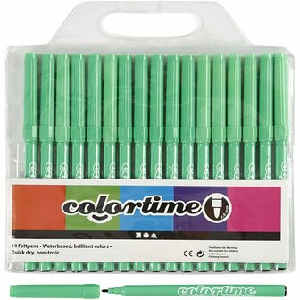 Colortime stift, lichtgroen, lijndikte 2 mm, 18 stuk/ 1 doos