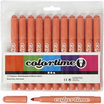 Stiften Oranje - Mandarijn Oranje Viltstiften - Kleurstiften - Tekenstiften - Stiften Met Dikke Punt - Waterbasis - Zeer Intense Kleuren - Lijndikte 5mm - 12 stuks
