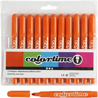 Stiften Oranje - Oranje Viltstiften - Kleurstiften - Tekenstiften - Stiften Met Dikke Punt - Waterbasis - Zeer Intense Kleuren - Lijndikte 5mm - 12 stuks