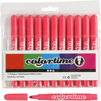 Stiften Roze - Roze Viltstiften - Kleurstiften - Tekenstiften - Stiften Met Dikke Punt - Waterbasis - Zeer Intense Kleuren - Lijndikte 5mm - 12 stuks