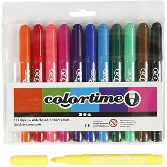 Stiften Verschillende Kleuren - Viltstiften - Kleurstiften - Tekenstiften - Stiften - Waterbasis - Zeer Intense Kleuren - Lijndikte 5mm - 12 stuks
