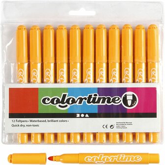 Stiften Warm Geel - Warm Gele Viltstiften - Kleurstiften - Tekenstiften - Stiften Met Dikke Punt - Waterbasis - Zeer Intense Kleuren - Lijndikte 5mm - 12 stuks