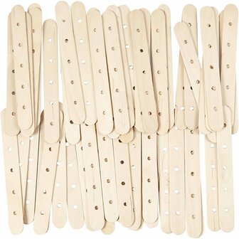 Constructiestokjes - Multifunctionele Houten Stokjes - Houtbewerking - Creatieve DIY Projecten - Hobby Handwerken - Afmetingen L 15 cm - B 1,8 cm - Gatgrootte 4 mm - Set van 500 Stuks