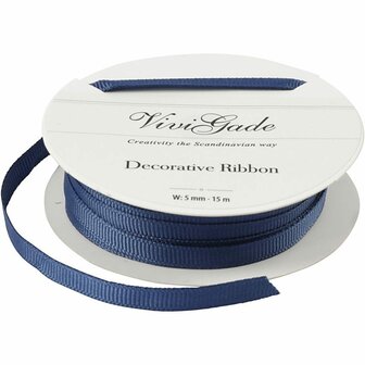 Decoratie lint, blauw, B: 6 mm, 15 m/ 1 rol