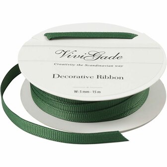 Decoratie lint, groen, B: 6 mm, 15 m/ 1 rol