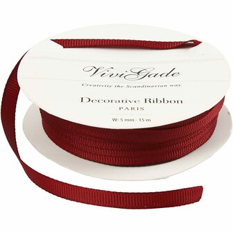 Decoratie lint, rood, B: 6 mm, 15 m/ 1 rol