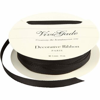 Decoratielint - Lint Zwart - Grosgrain Lint - Cadeau Linten - Knutsel Linten - DIY Decoratie - Striklint - 1 Rol