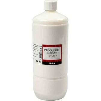 Decoupagelak - Glanzende Lak - Waterbasis - Knutselverf - Hobby &amp; DIY - Perfect voor Papier &amp; Hout - 1000 ml