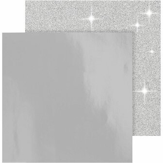 Vivi Gade Designpapier - Glitter en Lak - Grijs - 30,5 cm - 2 Stuks - Voor Kaarten en Creatieve Projecten