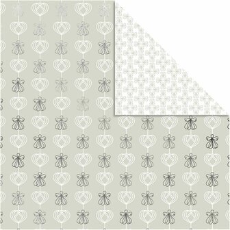 Design Papier - Zilver - Engelen &amp; Harten - Luxe Feestpapier - DIY Scrapbooking - Hobby &amp; Kunst - 3 Vellen