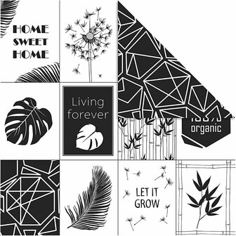 Scrapbook Papier - Design Papier - Creatief  Knutselpapier - Zwart/Wit - 30,5x30,5 cm -  180 grams - 5 vel
