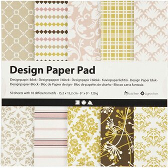 Design Papierblok - Groen &amp; Roze - 15,2x15,2 cm - 120 grams - 50 Vellen - Kunst, DIY Projecten, Scrapbooking &amp; School