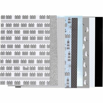 Design Papierblok - Zwart - Blauw - Grijs - Wit - 21x30 cm - 120+128 grams - 24 vellen