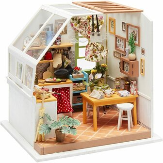 DIY Miniatuur Kamer - Houten Miniatuur Keuken - Poppenhuis Miniaturen - Doe Het Zelf Keukenset - H 18,7 cm - B 19 cm - 1 Stuk