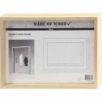 Dubbelzijdige Lijst - Houten Fotolijst - Dubbele Lijst - Fotolijst Voor Decoratie - DIY Dubbelzijdige Lijst - Handwerk Lijst - Decoratieve Lijst - Afmeting 22,1x30,8cm - Lijst Voor Hobby - 1 Stuk