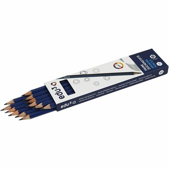 Edu Tekenpotlood 4B &ndash; Professioneel Kunstenaars Potlood &ndash; Voor Diepte, Schaduw En Realistische Schetsen - Tekenset - Hobby Kunst - Kwaliteits Potloden - Set Van 12 Stuks