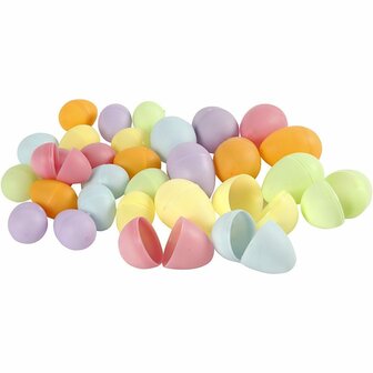 Eieren, pastelkleuren, H: 4,5+6 cm, d 3+4  cm, 720 stuk/ 1 doos