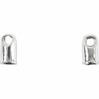 Eindkap Verzilverd - Sieraden Eindkapjes - DIY Kralen Rijgen - Kralen Afwerking - Sieraden Sluiting - Goudsmid Accessoires - Eindkap Met Oog - D 3,2 mm - 100 Stuks