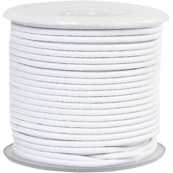 Elastisch Koord - Transparant Nylon Draad - Rekbaar Koord - DIY Koord - Elastisch Draad - Rekbaar Hobbydraad - Handwerk &amp; Sieraden Maken - Witte Stretch Band - 2mm Dikte - 25m - 1 Rol