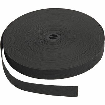 Elastiek, zwart, B: 20 mm, 25 m/ 1 rol