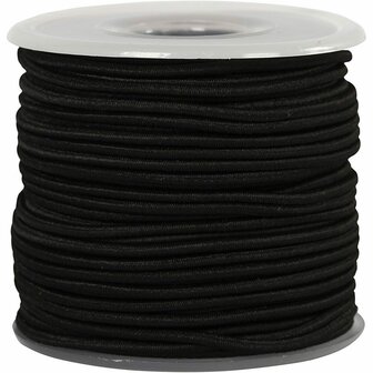 Elastisch Koord - Transparant Nylon Draad - Rekbaar Koord - DIY Koord - Elastisch Draad - Rekbaar Hobbydraad - Handwerk &amp; Sieraden Maken - Zwart Elastisch Draad - 2mm Dikte - 25m - 1 Rol