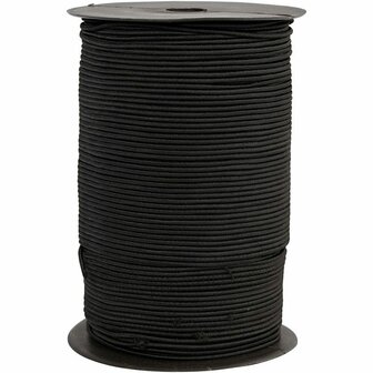 Elastisch Koord - Transparant Nylon Draad - Rekbaar Koord - DIY Koord - Elastisch Draad - Rekbaar Hobbydraad - Handwerk &amp; Sieraden Maken - Zwarte Stretch Band - 2mm Dikte - 250m - 1 Rol