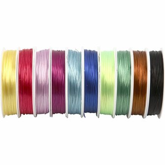 Elastisch draad, diverse kleuren, dikte 1 mm, 10x25 m/ 1 doos