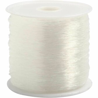 Elastisch Koord - Transparant Nylon Draad - Rekbaar Koord - DIY Koord - Elastisch Draad - Rekbaar Hobbydraad - Handwerk &amp; Sieraden Maken - Rond Elastiek - 0,5mm Dikte - 100m - 1 Rol