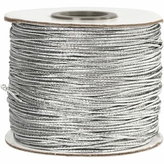 Elastisch Koord - Transparant Nylon Draad - Rekbaar Koord - DIY Koord - Elastisch Draad - Rekbaar Hobbydraad - Handwerk &amp; Sieraden Maken - Metallic Zilver Rond Elastiek - 1mm Dikte - 100m - 1 Rol