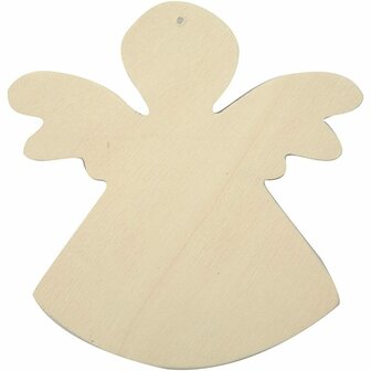 Engelen Hout Bruin - Houten Engelen - DIY Houten Engelen Decoratie - Knutselen Met Houtfiguren - Engelenfiguur 12x11cm