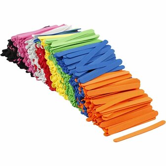 EVA foam ijsstokjes, diverse kleuren, L: 11,5 cm, B: 1 cm, dikte 2 mm, 1000 stuk/ 1 doos