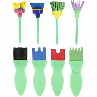 Schuimpenselen - Foam Penselen - Diverse Kleuren - Schilderpenselen - Lengte 11-13cm - Breedte 30-45mm - Set van 24 Stuks