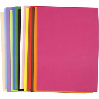 EVA-foam, diverse kleuren, A3, 297x420 mm, dikte 2 mm, 30 div vellen/ 1 doos