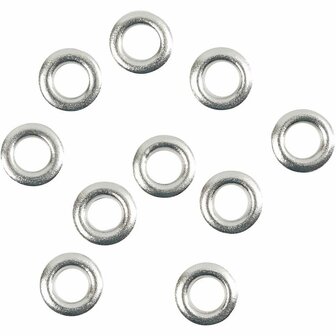 Eyelets - Zilveren DIY Metaalringen - Hoogte: 3 mm - Diameter: 8 mm - Gatgrootte: 4,8 mm - Inhoud: 50 Stuks - Handwerkaccessoires - Sieraden Maken - Metaalringen