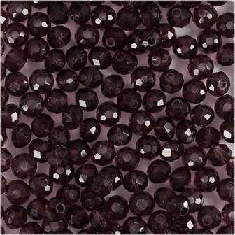 Facet Kralen - Paarse Geslepen Glaskralen - DIY Sieraden Maken &amp; Hobby Kralenset - Decoratieve Kralen Voor Handwerk &amp; Mode - Diameter 4 mm - Gatgrootte 1 mm - Set van 45 Stuks