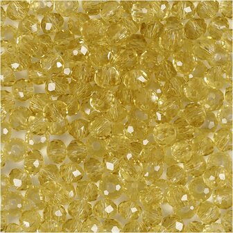 Facet Kralen - Gele Kristal Sieraden Kralen - Luxe Ronde Glaskralen - DIY Knutselen en Hobby Accessoires - Ideaal voor Armbanden, Kettingen en Decoratieve Projecten