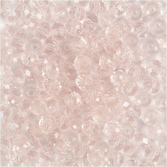 Facet Kralen - Sieraden Kralen - Glasparels - Lichtroze Facetkralen - DIY Kralen - Decoratieve Kralen - 4 mm - Gatgrootte 1 mm - 45 Stuks - Sieraden Maken