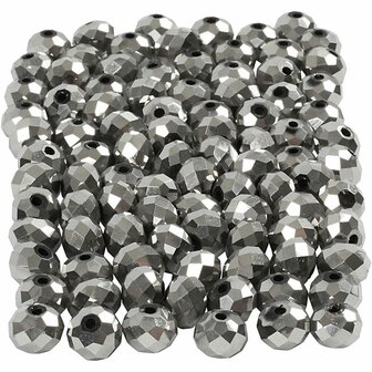 Facet Kralen - Metallic Zwarte Luxe Kralen - DIY Glanzende Kristal Glas Kralen - Ronde Handwerk Kralen voor Sieraden, Armbanden, Kettingen &amp; Knutselprojecten