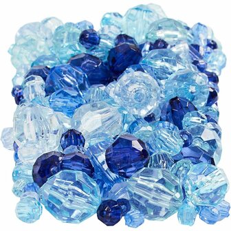 Facetkralen Mix - Blauwe Glaskralen - Luxe Decoratieve Kralen - Voor Armbanden en Kettingen - Afmetingen 4-12 mm - Gatgrootte 1-2,5 mm - Gewicht 250 g
