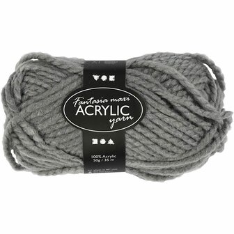 Grijze Maxi Acryl Garen - Kwaliteitsgaren - 2-draads - 50 gram - 35 Meter - Wasbaar op 40 graden