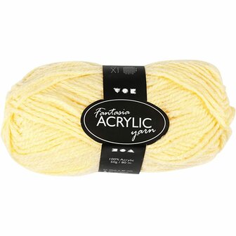Acrylgaren - Fantasia Garen - Lichtgeel Garen - Breigaren - Haakgaren - Handwerk Garen - Knutselgaren - Hoge kwaliteit 3-draads 100% acryl garen - Naald nr. 4,5 / 5 - 80 Mtr - 50 Gram - 1 Bol