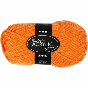 Acrylgaren - Fantasia Garen - Neon Oranje Garen - Breigaren - Haakgaren - Handwerk Garen - Knutselgaren - Hoge kwaliteit 3-draads 100% acryl garen - Naald nr. 4,5 / 5 - 80 Mtr - 50 Gram - 1 Bol