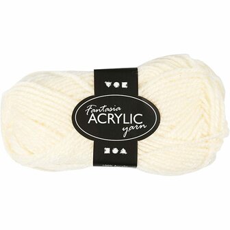 Acrylgaren - Fantasia Garen - Off-White Garen - Breigaren - Haakgaren - Handwerk Garen - Knutselgaren - Hoge kwaliteit 3-draads 100% acryl garen - Naald nr. 4,5 / 5 - 80 Mtr - 50 Gram - 1 Bol