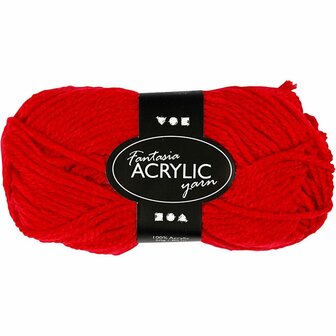 Acrylgaren - Fantasia Garen - Rood Garen - Breigaren - Haakgaren - Handwerk Garen - Knutselgaren - Hoge kwaliteit 3-draads 100% acryl garen - Naald nr. 4,5 / 5 - 80 Mtr - 50 Gram - 1 Bol